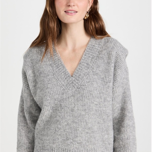 PISTOLA Camille Ribbed Gray V-Neck Sweater - Picture 1 of 7